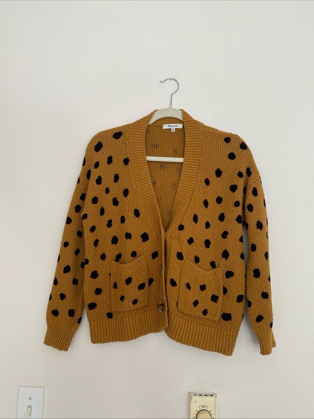 Madewell Hillview Cardigan Sweater Cotton Oversized Boxy Painted Spots XXS